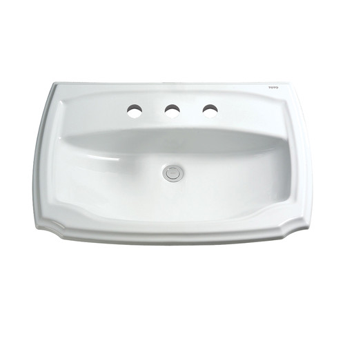 28-1/8-in Drop In Bathroom Sink with 3 Faucet Holes Drilled and Overflow in Cotton