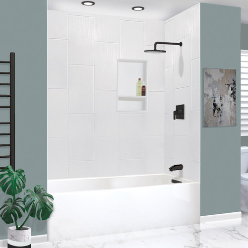 Transolid UATLN603220-R-MB Unity 60-in x 32-in x 20-in Alcove Acrylic Bathtub Kit With Right Hand Drain, White/Matte Black