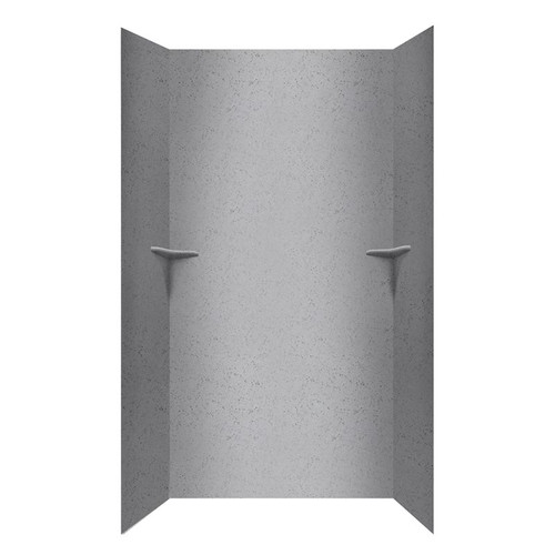 36-in D x 48-in W x 96-in H Solid Surface Shower Wall Kit in Gray Glass