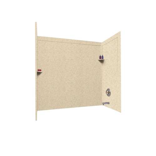 32-in D x 60-in W x 60-in H Solid Surface Bathtub Wall Kit in Bermuda Sand