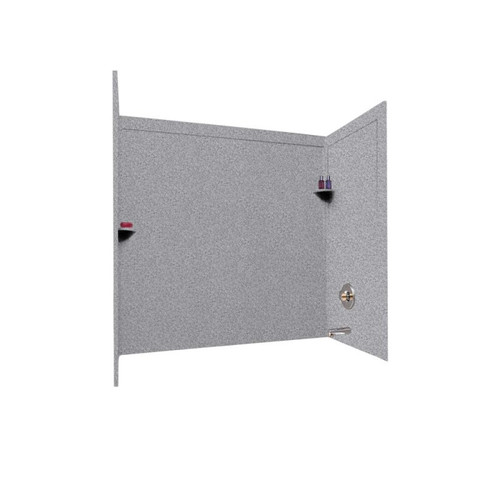 32-in D x 60-in W x 60-in H Solid Surface Bathtub Wall Kit in Gray Granite