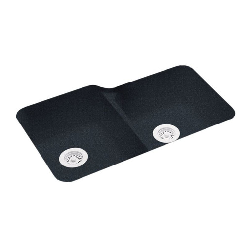 32.75-in D x 21.125-in W x 8.25-in H Solid Surface Undermount Double Bowl Kitchen Sink with 0-Hole in Black Galaxy