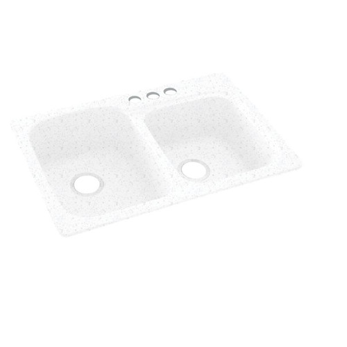 33-in D x 22-in W x 9-in H Solid Surface Dual Mount Double Bowl Kitchen Sink with 3-Hole in Arctic Granite