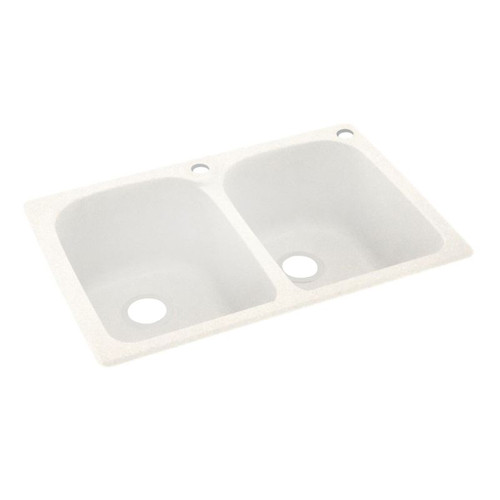 33-in D x 22-in W x 10.5-in H Solid Surface Dual Mount Double Bowl Kitchen Sink with 2-Hole in Tahiti Ivory