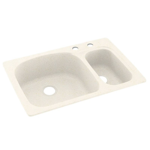 33-in D x 22-in W x 9.75-in H Solid Surface Dual Mount Double Bowl Kitchen Sink with 2-Hole in Baby's Breath