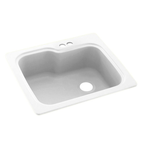 KS02522SB.010-2B 25-in D x 22-in W x 9.5-in H Solid Surface Dual Mount Single Bowl Kitchen Sink with 2-Hole in White