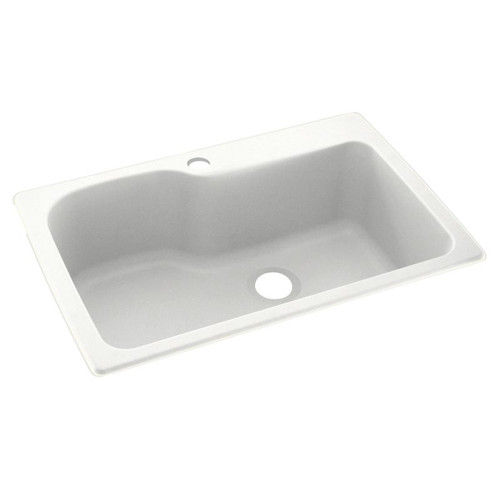 33-in D x 22-in W x 10.563-in H Solid Surface Dual Mount Single Bowl Kitchen Sink with 1-Hole in Tahiti White