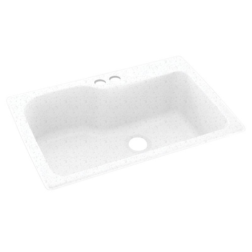 KS03322SB.035-2B 33-in D x 22-in W x 10.563-in H Solid Surface Dual Mount Single Bowl Kitchen Sink with 2-Hole in Arctic Granite