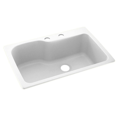 33-in D x 22-in W x 10.563-in H Solid Surface Dual Mount Single Bowl Kitchen Sink with 2-Hole in White
