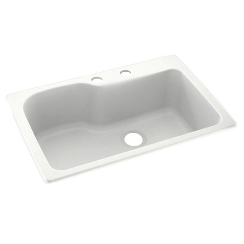 33-in D x 22-in W x 10.563-in H Solid Surface Dual Mount Single Bowl Kitchen Sink with 2-Hole in Tahiti White