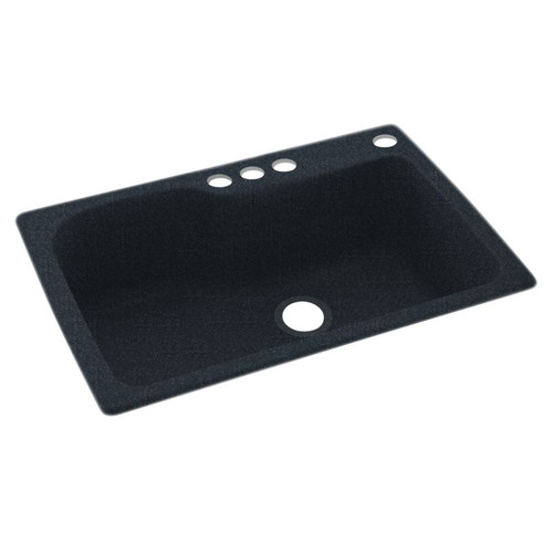 33-in D x 22-in W x 10.563-in H Solid Surface Dual Mount Single Bowl Kitchen Sink with 4-Hole in Black Galaxy