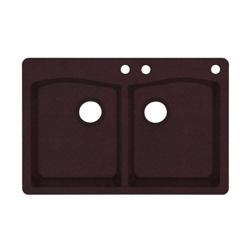 33-in D x 22-in W x 9.063-in H Granite Dual Mount Double Bowl Kitchen Sink with 3-Hole in Espresso