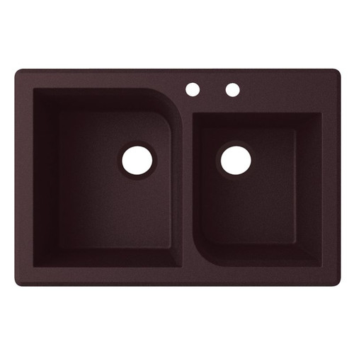 QZ03322RC.170-2A 33-in D x 22-in W x 9.563-in H Granite Dual Mount Double Bowl Kitchen Sink with 2-Hole in Espresso