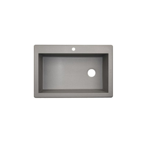 25-in D x 22-in W x 9.5-in H Granite Dual Mount Single Bowl Kitchen Sink with 1-Hole in Metallico