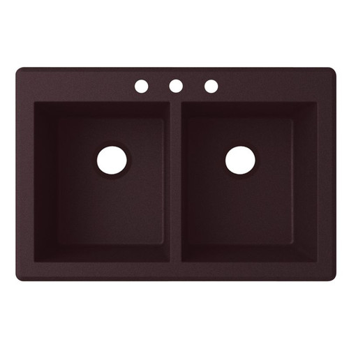 33-in D x 22-in W x 9.563-in H Granite Dual Mount Double Bowl Kitchen Sink with 3-Hole in Espresso
