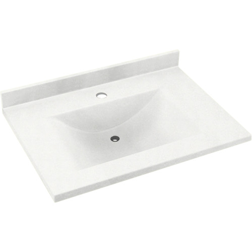 Composite 31-in x 22-in Integral Single Sink Bathroom Vanity Top in Tahiti White