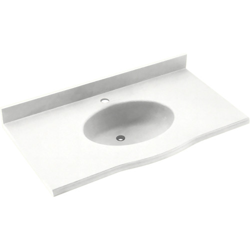 Solid Surface 31-in x 22-in Integral Single Sink Bathroom Vanity Top in Tahiti White