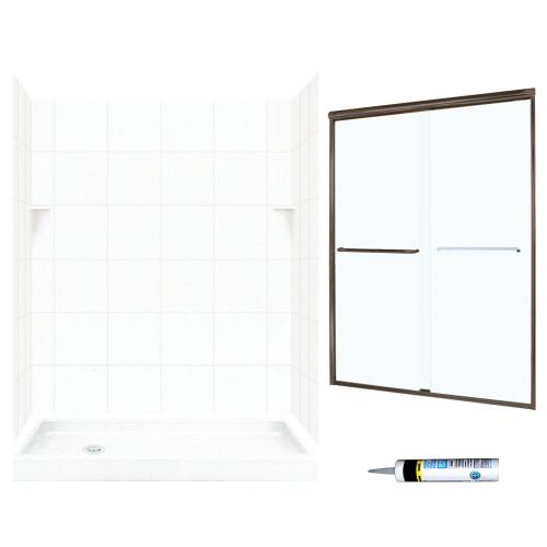 Swan SQP326L010-M58570BC 72.5-in x 60-in x 32-in 5-Piece Alcove Shower Kit in White