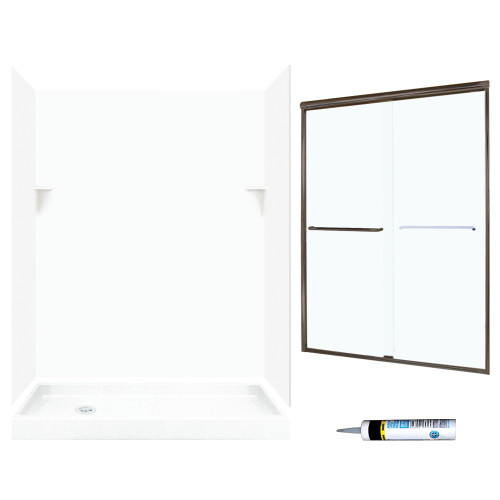 SSP326L010-M58570BC 72-in x 60-in x 32-in 5-Piece Alcove Shower Kit in White