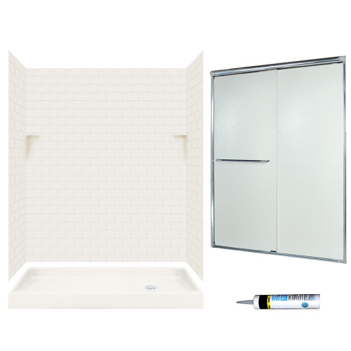 Swan STP326R018-M58570CR 72.5-in x 60-in x 32-in 5-Piece Alcove Shower Kit in Bisque