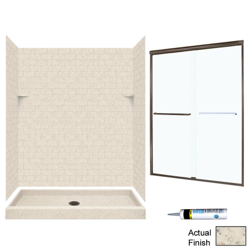 STP3460050-M58570BC 72.5-in x 60-in x 34-in 5-Piece Alcove Shower Kit in Tahiti Desert