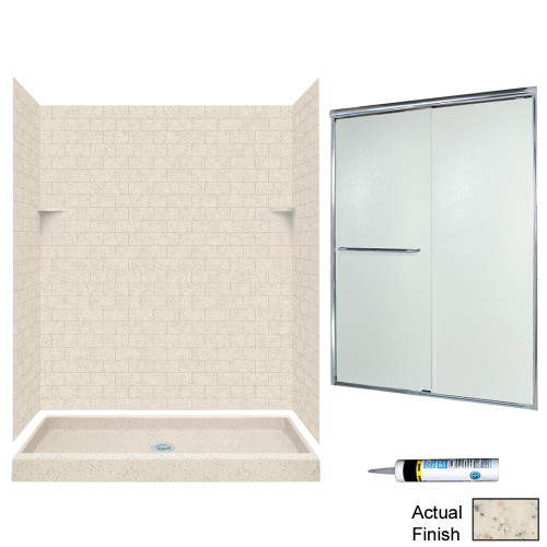 STP3460050-M58570CR 72.5-in x 60-in x 34-in 5-Piece Alcove Shower Kit in Tahiti Desert