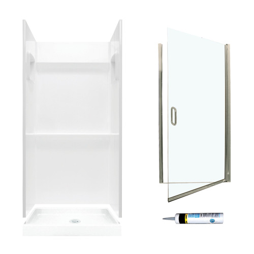 Swan SVP3232010-M28570NC 73.25-in x 32-in x 32-in 3-Piece Alcove Shower Kit in White