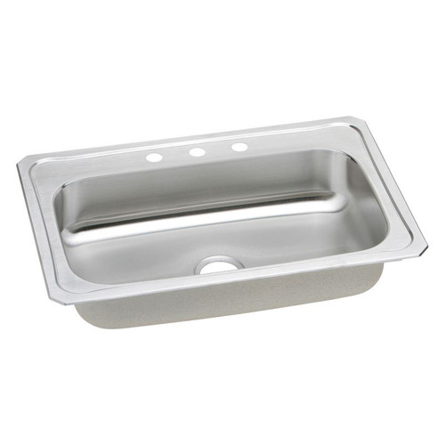 33" x 22" x 7" 20 Gauge Stainless Steel Single Bowl Drop-in Kitchen Sink with 3 Faucet Holes in Brushed Satin