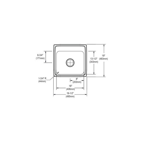 19-1/2" x 19" x 10-1/8" 18 Gauge Stainless Steel Single Bowl Drop-in Laundry Sink with 1 Faucet Hole in Lustrous Satin