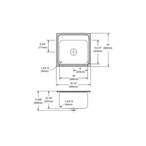 Elkay DLR191910PDMR2 Stainless Steel Single Bowl Top Mount Sink Kit with MR2 Faucet Holes and Perfect Drain in Lustrous Highlighted Satin