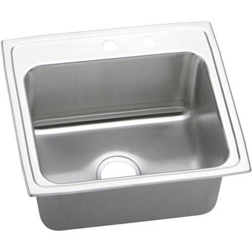 22" x 19-1/2" x 10-1/8" 18 Gauge Stainless Steel Single Bowl Drop-in Kitchen Sink with Middle Right 2 Faucet Holes in Lustrous Satin