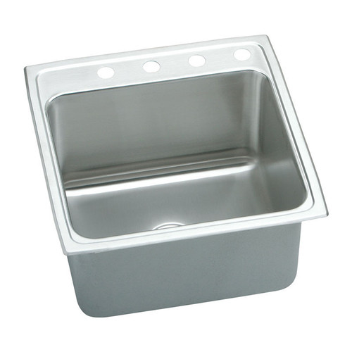 22" x 22" x 12-1/8" 18 Gauge Stainless Steel Single Bowl Drop-in Kitchen Sink with 4 Faucet Holes in Lustrous Satin