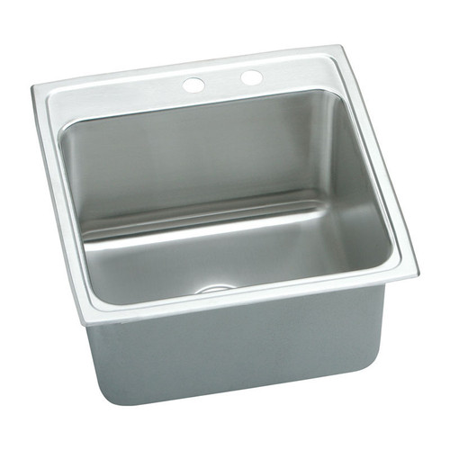 22" x 22" x 12-1/8" 18 Gauge Stainless Steel Single Bowl Drop-in Kitchen Sink with Middle Right 2 Faucet Holes in Lustrous Satin