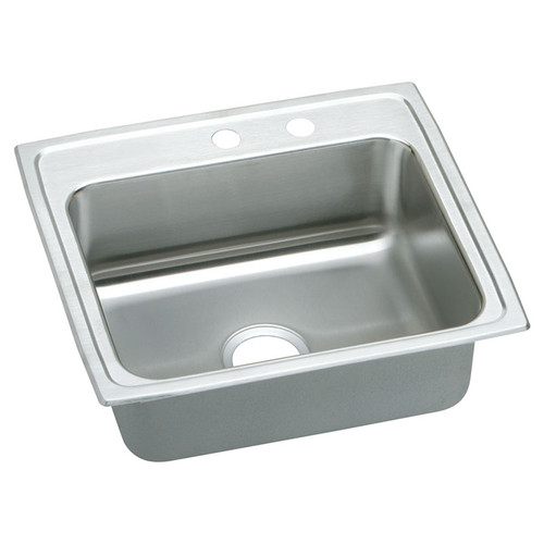 25" x 21-1/4" x 10-1/8" 18 Gauge Stainless Steel Single Bowl Drop-in Kitchen Sink with Middle Right 2 Faucet Holes in Lustrous Satin