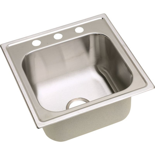 Dayton DPC12020102 Stainless Steel Single Bowl Top Mount Sink with 2 Faucet Holes in Premium Highlighted Satin