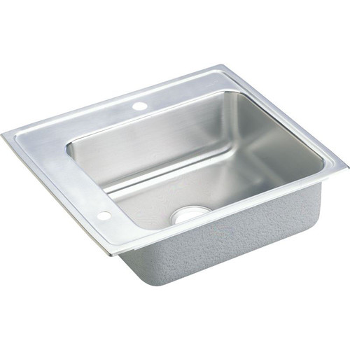 Elkay DRKAD222045L2 Stainless Steel Single Bowl Top Mount Sink with 2 Faucet Holes in Lustrous Highlighted Satin