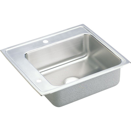 22" x 19-1/2" x 5-1/2" 18 Gauge Stainless Steel Single Bowl Drop-in Classroom ADA Sink with 1 Faucet Hole and 1 Left Slotted Hole in Lustrous Satin