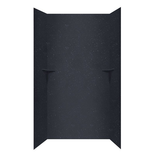 36-in D x 48-in W x 96-in H Solid Surface Shower Wall Kit in Crystal Black
