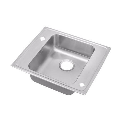 25" x 22" x 5-1/2" 18 Gauge Stainless Steel Single Bowl Drop-in Classroom ADA Sink with 2 Faucet Holes in Lustrous Satin