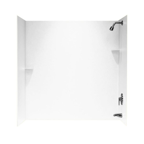 SS-60-3-010 30-in D x 60-in W x 60-in H Solid Surface Bathtub Wall Kit in White