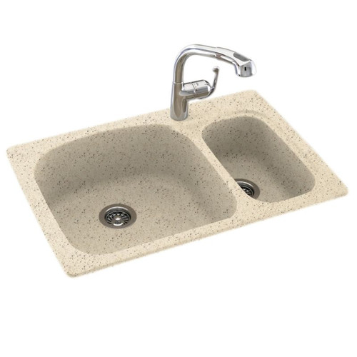 33-in D x 22-in W x 9.75-in H Solid Surface Dual Mount Double Bowl Kitchen Sink with 1-Hole in Tahiti Desert