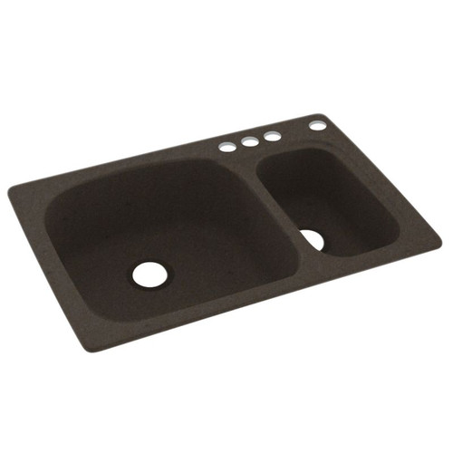 33-in D x 22-in W x 9.75-in H Solid Surface Dual Mount Double Bowl Kitchen Sink with 4-Hole in Canyon
