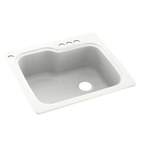25-in D x 22-in W x 9.5-in H Solid Surface Dual Mount Single Bowl Kitchen Sink with 4-Hole in Tahiti White
