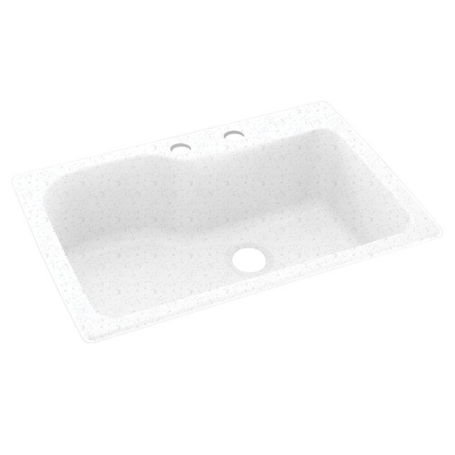 33-in D x 22-in W x 10.563-in H Solid Surface Dual Mount Single Bowl Kitchen Sink with 2-Hole in Arctic Granite