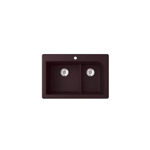 33-in D x 22-in W x 9.5-in H Granite Dual Mount Double Bowl Kitchen Sink with 1-Hole in Espresso