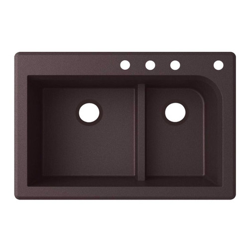 33-in D x 22-in W x 9.5-in H Granite Dual Mount Double Bowl Kitchen Sink with 4-Hole in Espresso
