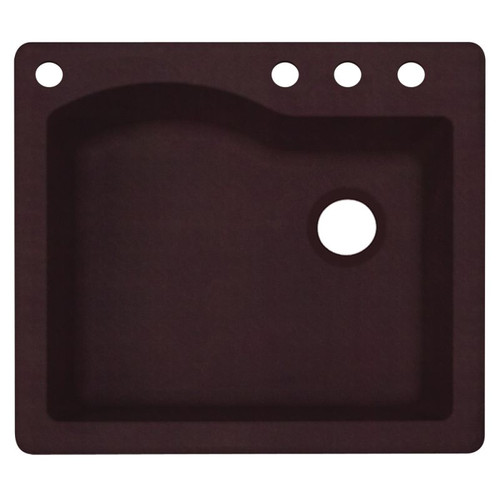 25-in D x 22-in W x 9.5-in H Granite Dual Mount Single Bowl Kitchen Sink with 4-Hole in Espresso