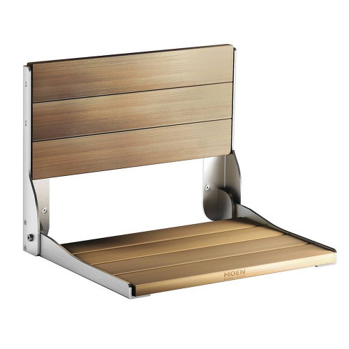 Solid Teak Wall Mounted Shower Seat in Wood