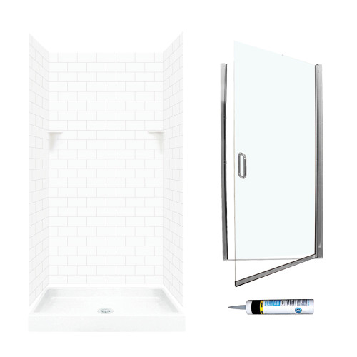 STP3636010-M34570CC 72.5-in x 36-in x 36-in 5-Piece Alcove Shower Kit in White