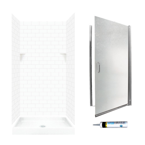 STP3636010-M34570CR 72.5-in x 36-in x 36-in 5-Piece Alcove Shower Kit in White